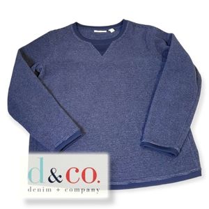 D&CO. | Men's navy-blue textured knit pullover sweater. Size medium.